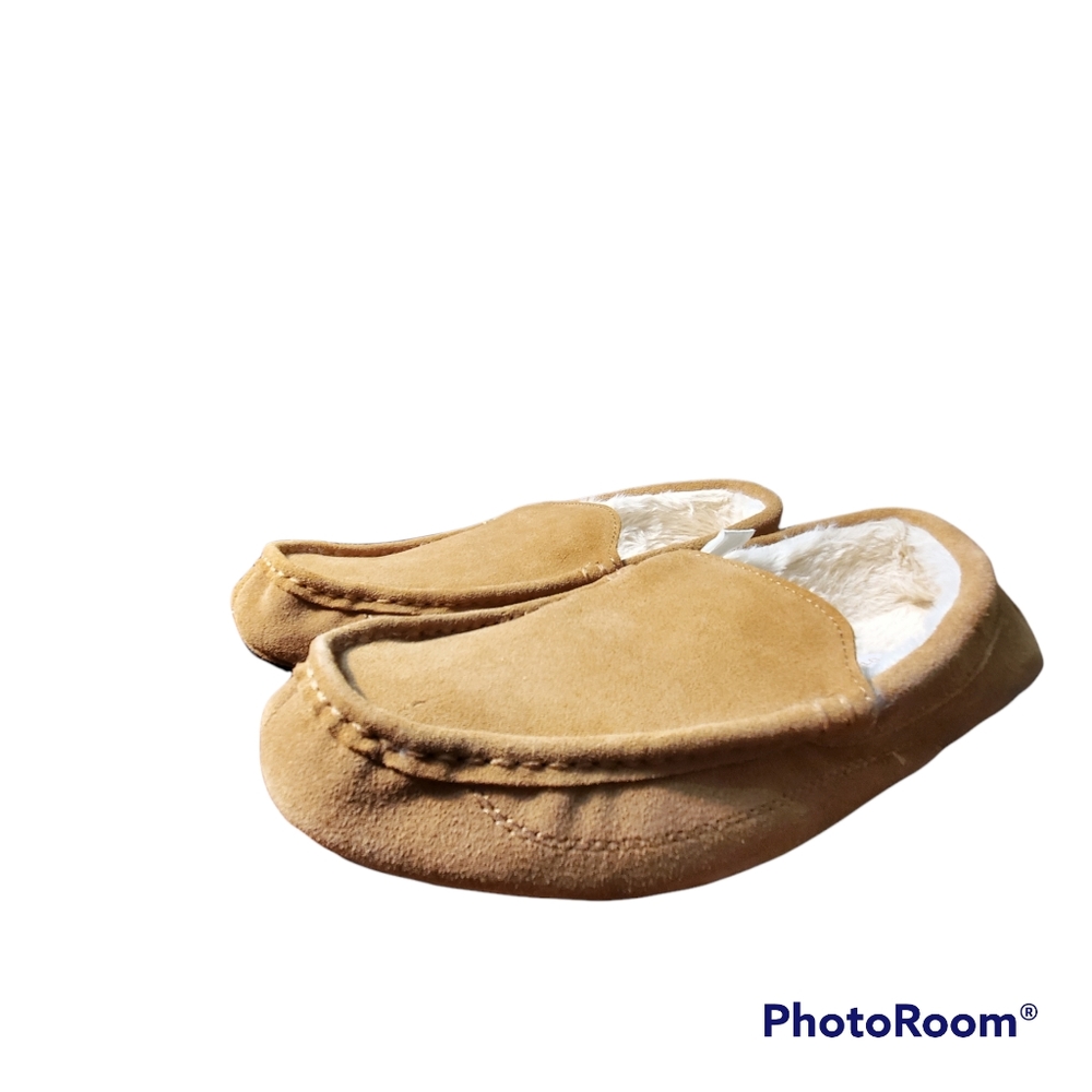 Royal Class Men’s Genuine Suede Slippers, Tan, Faux Fur, Brand New in box 11/12